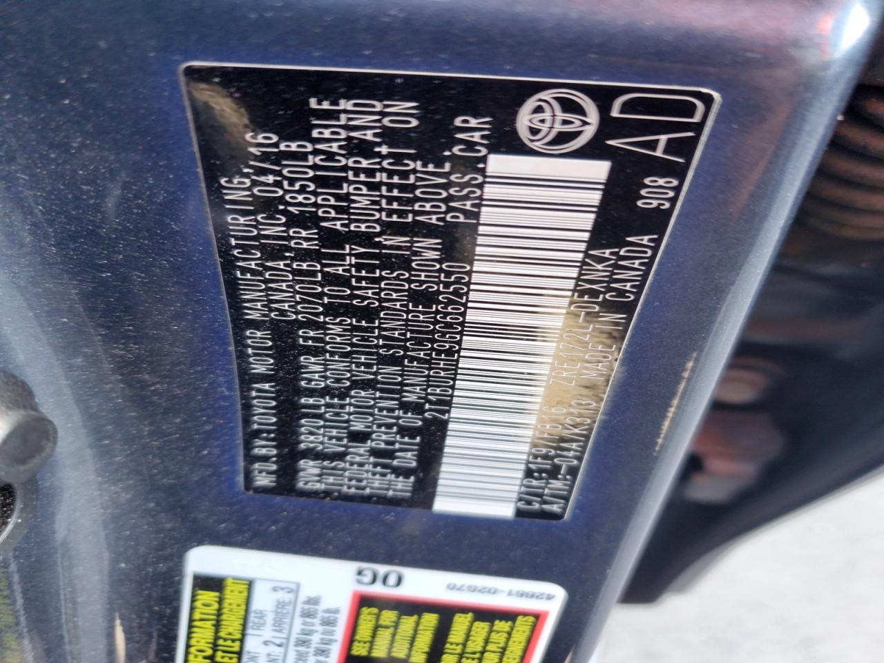 2016 TOYOTA COROLLA L photo 13