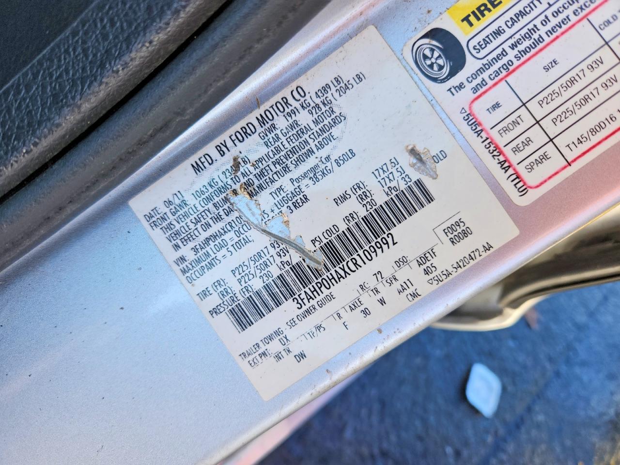 2012 FORD FUSION SE photo 12
