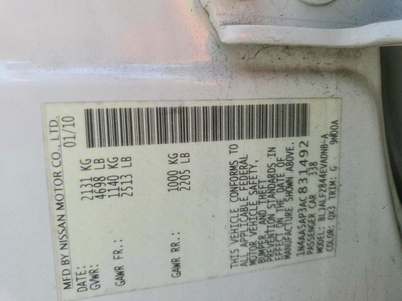 2010 NISSAN MAXIMA S photo 13