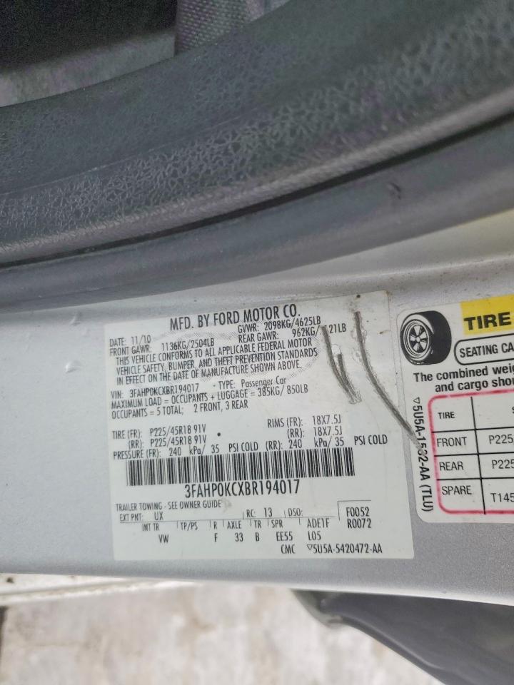 2011 FORD FUSION SPORT photo 12