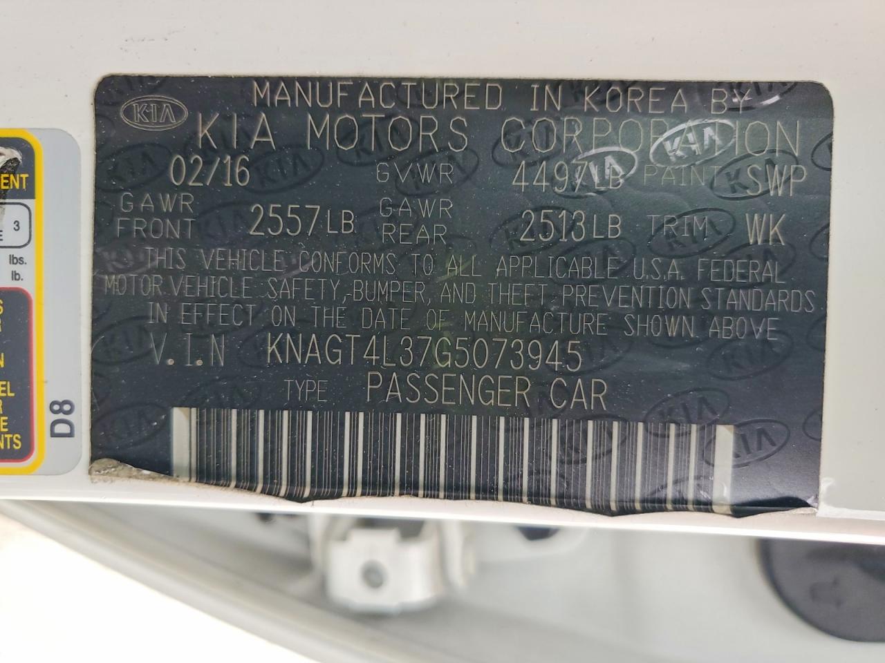 2016 KIA OPTIMA LX photo 12