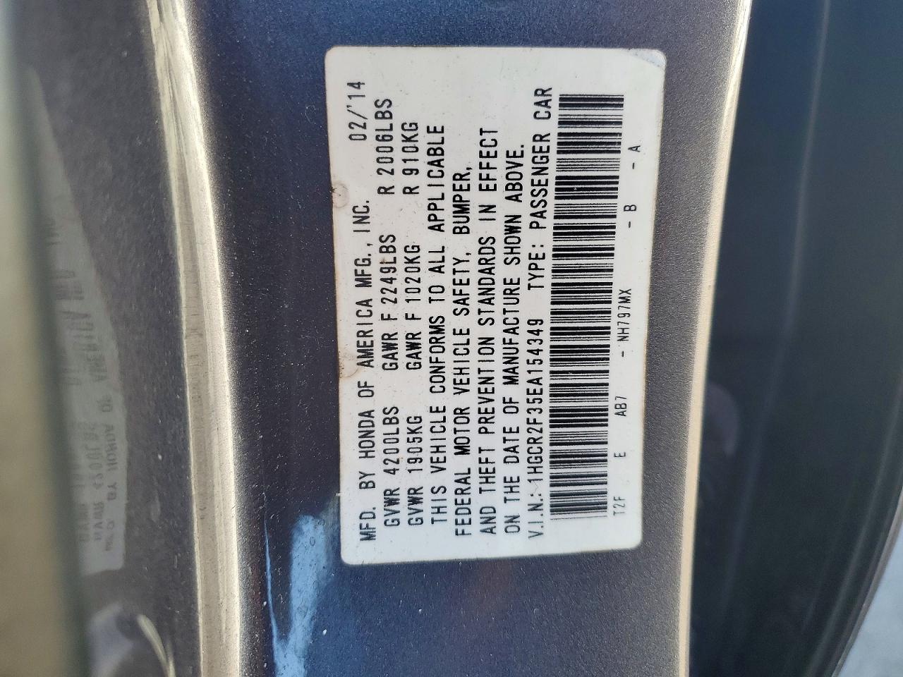2014 HONDA ACCORD LX photo 12
