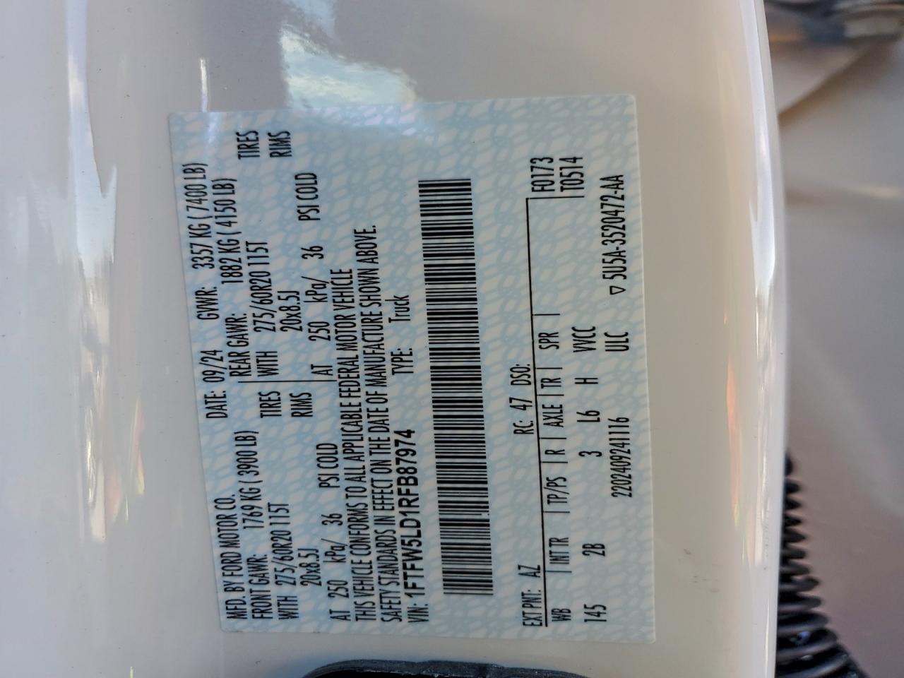 2024 FORD F150 LARIAT photo 13