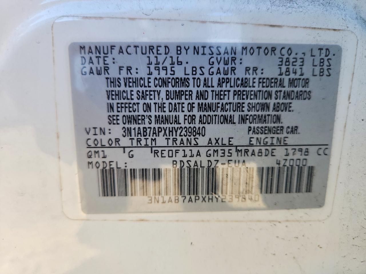 2017 NISSAN SENTRA photo 12