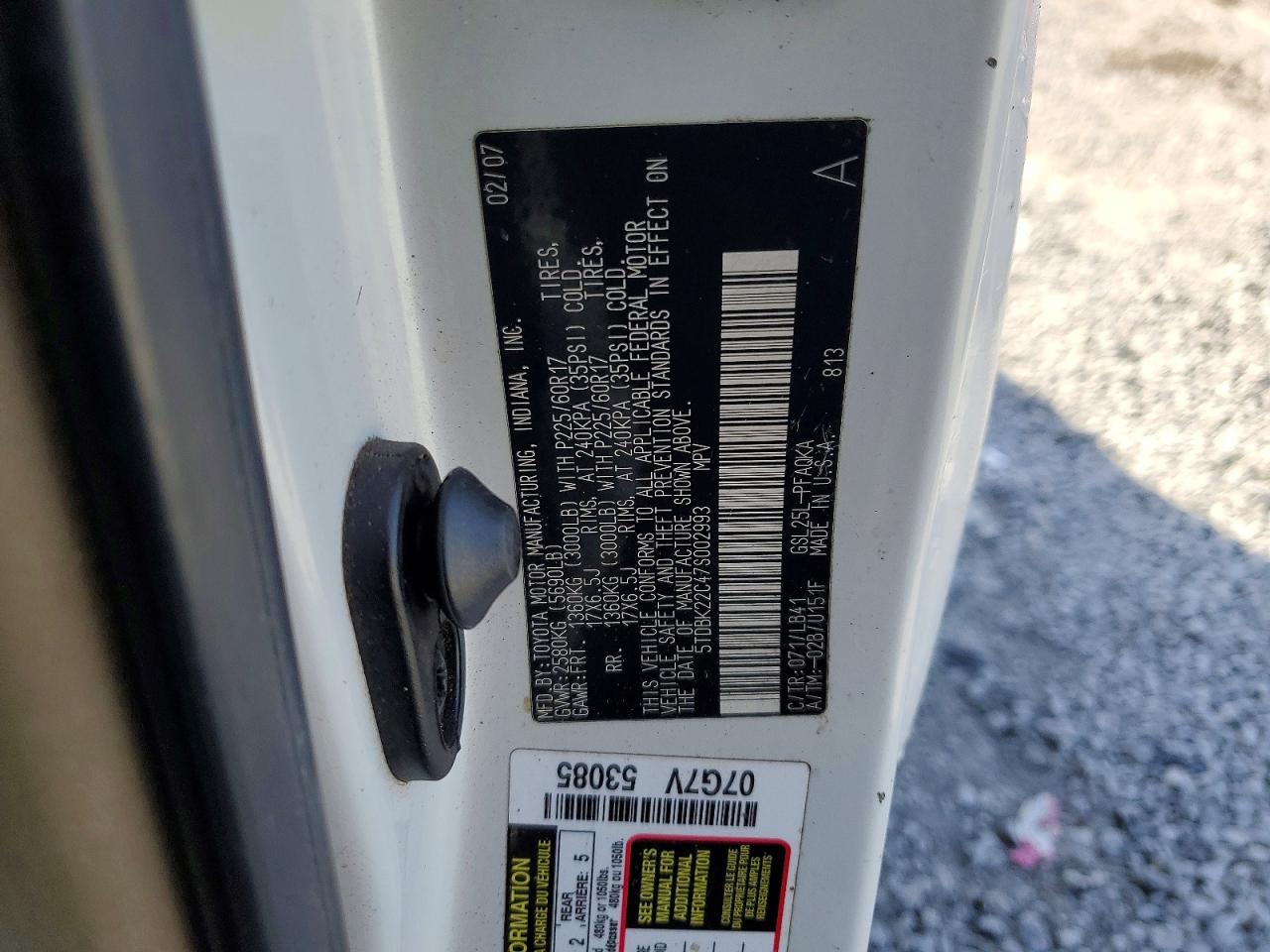 2007 TOYOTA SIENNA XLE photo 14