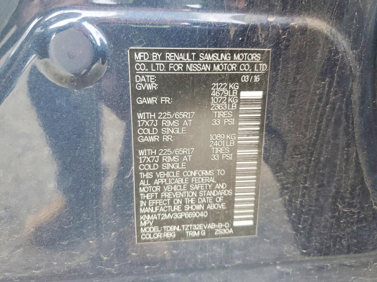 2016 NISSAN ROGUE S photo 37