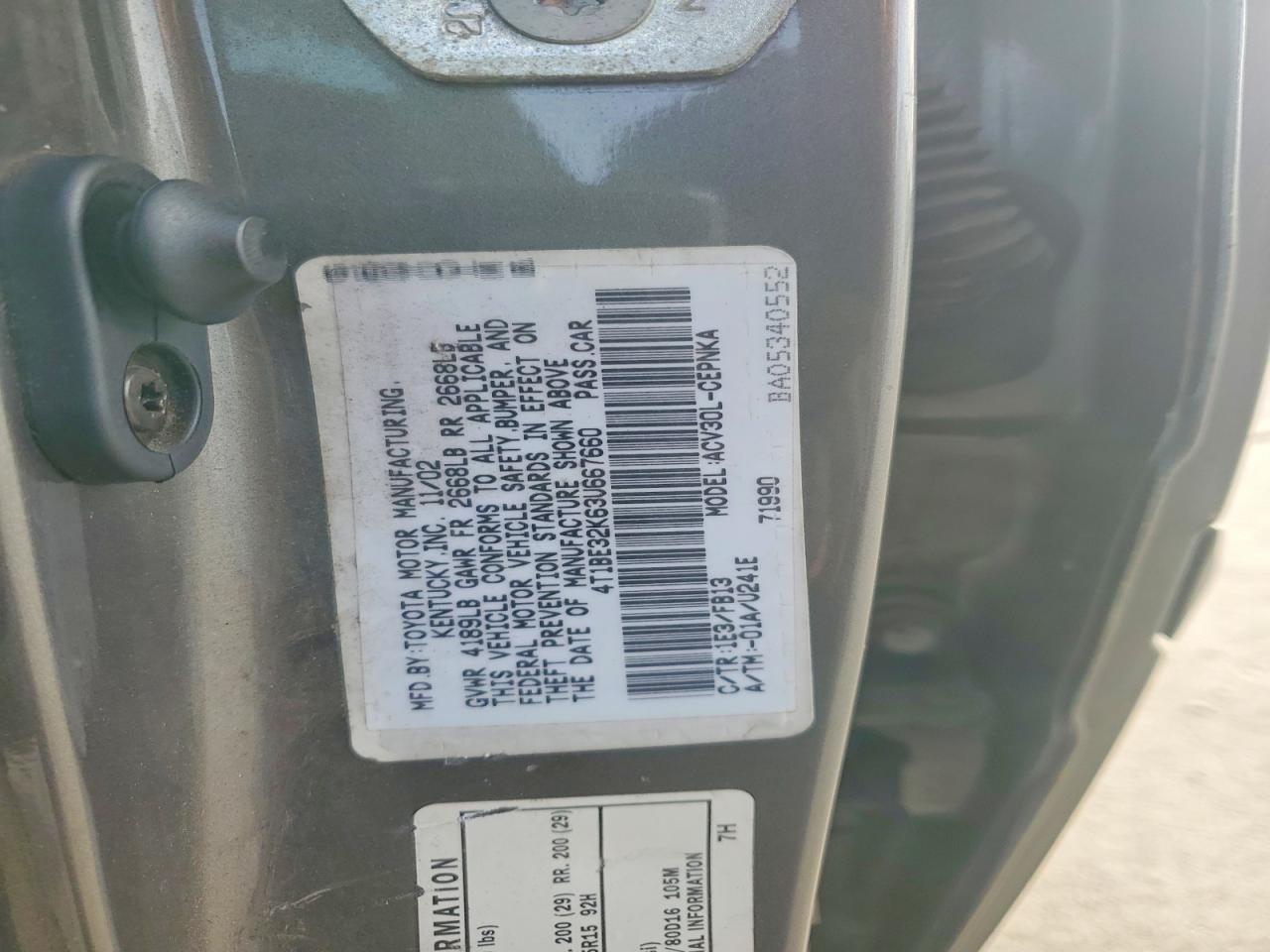 2003 TOYOTA CAMRY LE photo 12
