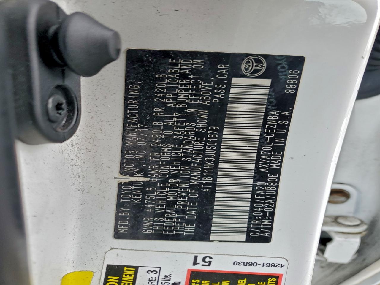2018 TOYOTA CAMRY L photo 13