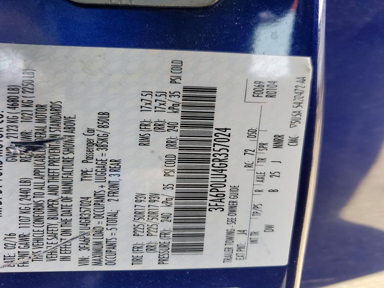 2016 FORD FUSION SE HYBRID photo 25