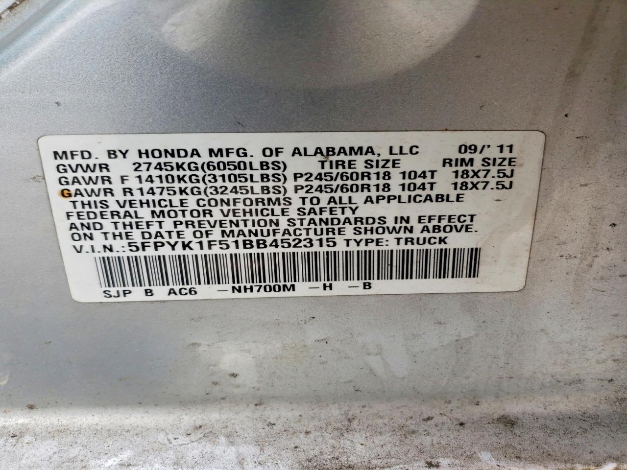 2011 HONDA RIDGELINE RTL photo 12