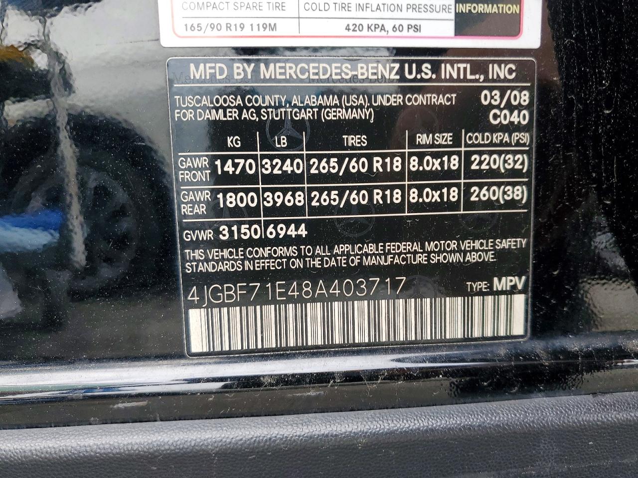 2008 MERCEDES-BENZ GL 450 4MATIC photo 12