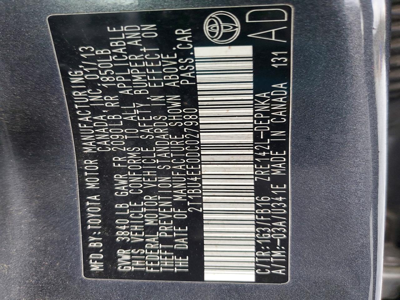 2013 TOYOTA COROLLA LE photo 12