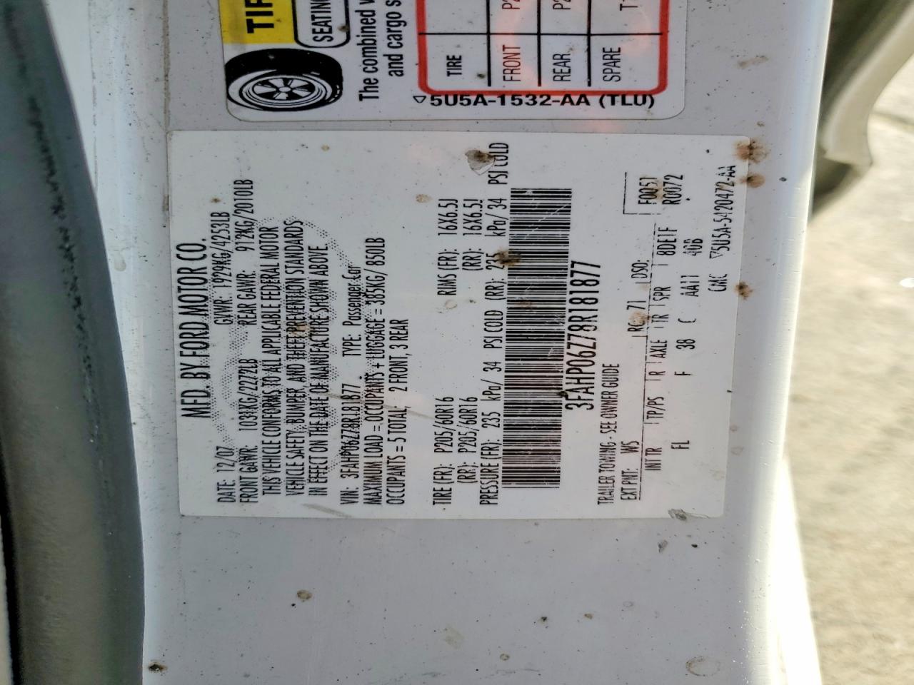 2008 FORD FUSION S photo 12