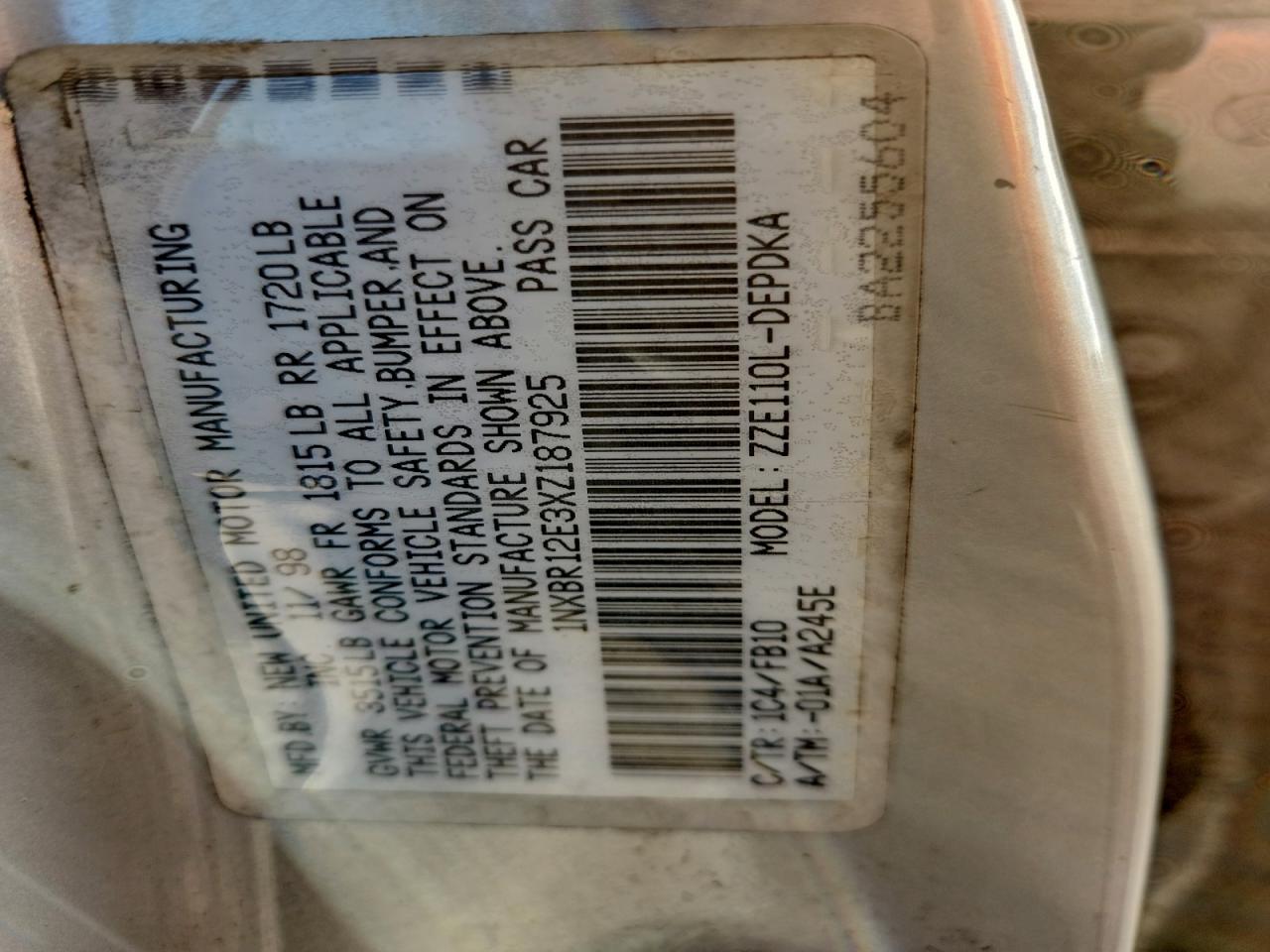 1999 TOYOTA COROLLA VE photo 12