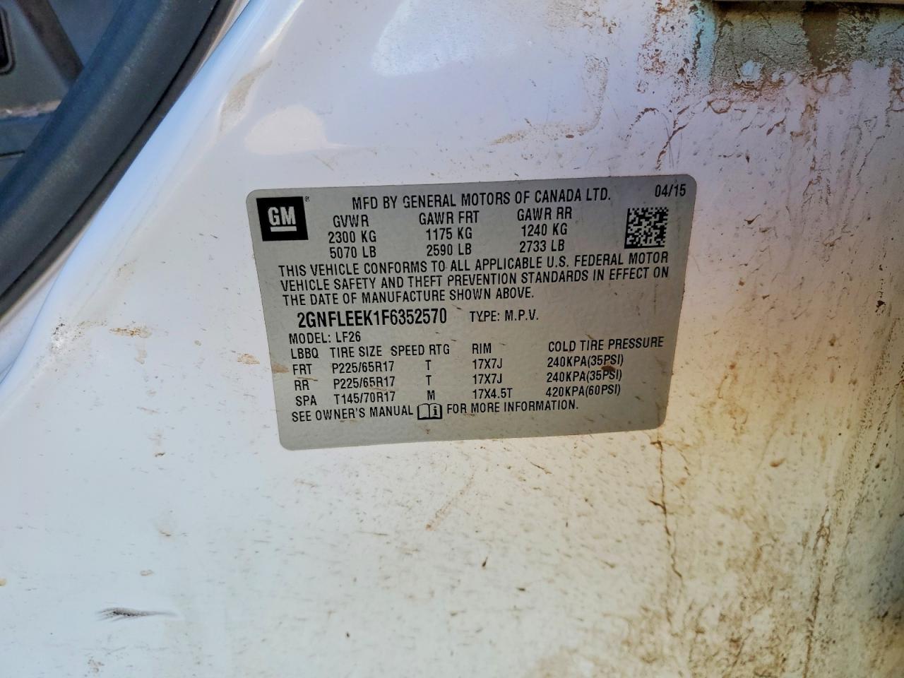 2015 CHEVROLET EQUINOX LS photo 12