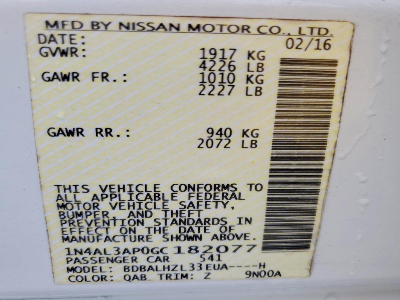 2016 NISSAN ALTIMA 2.5 photo 13