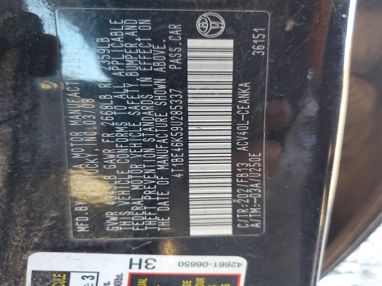 2009 TOYOTA CAMRY BASE photo 13