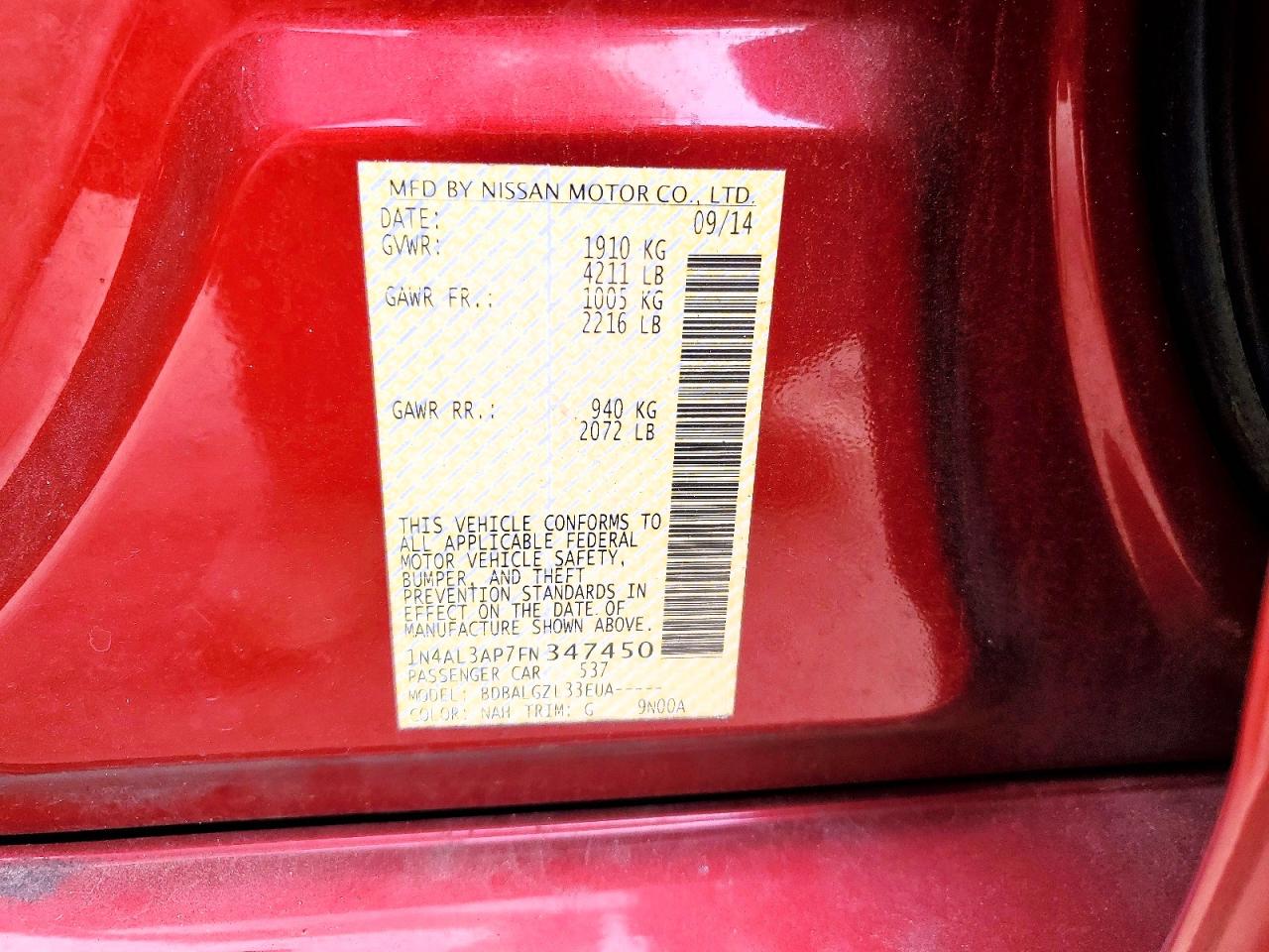 2015 NISSAN ALTIMA 2.5 photo 12