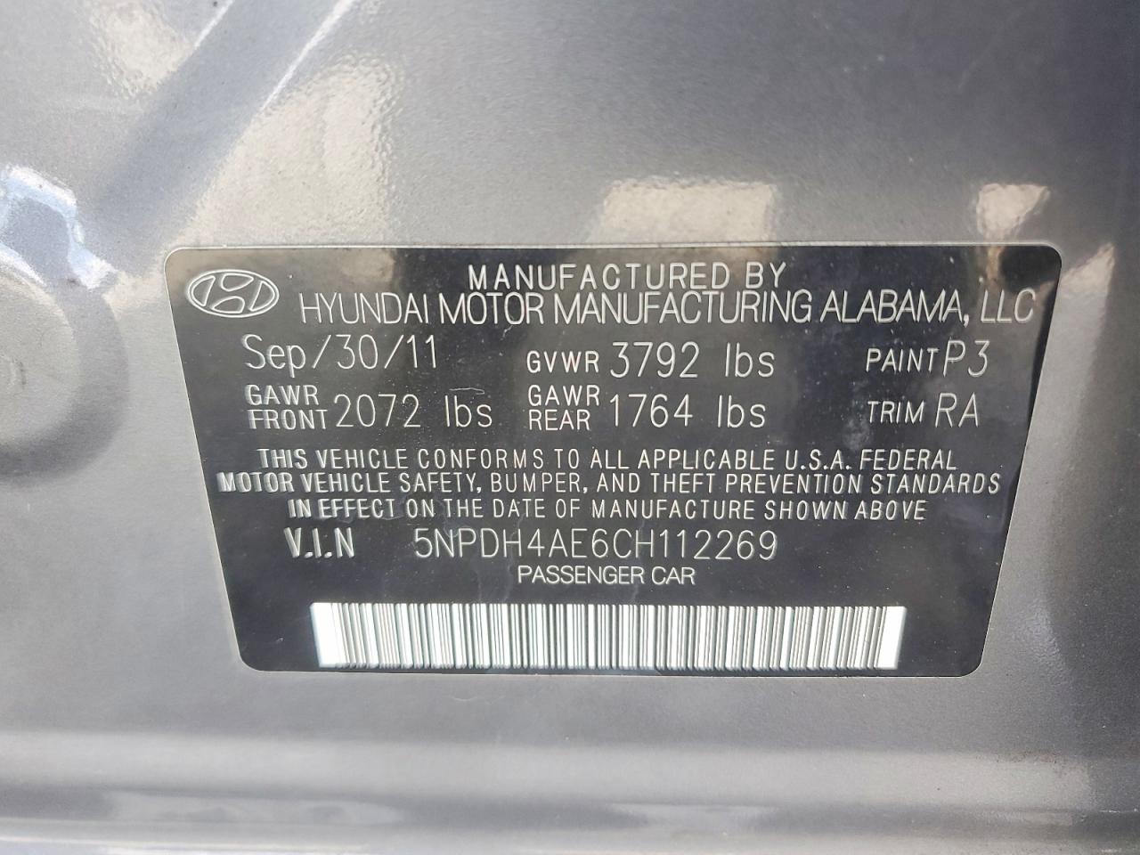 2012 HYUNDAI ELANTRA GLS photo 12
