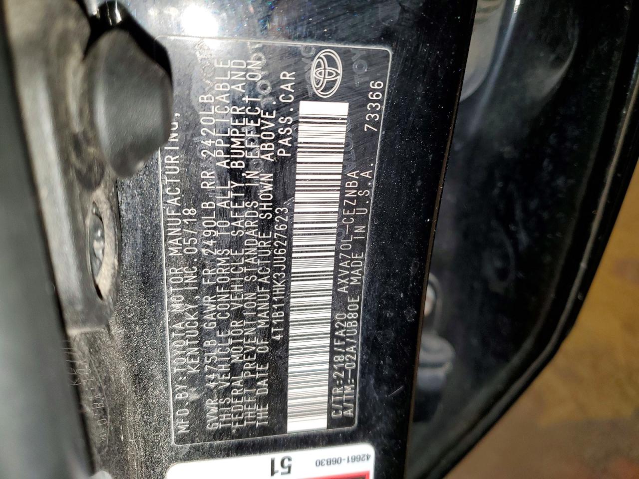 2018 TOYOTA CAMRY L photo 12