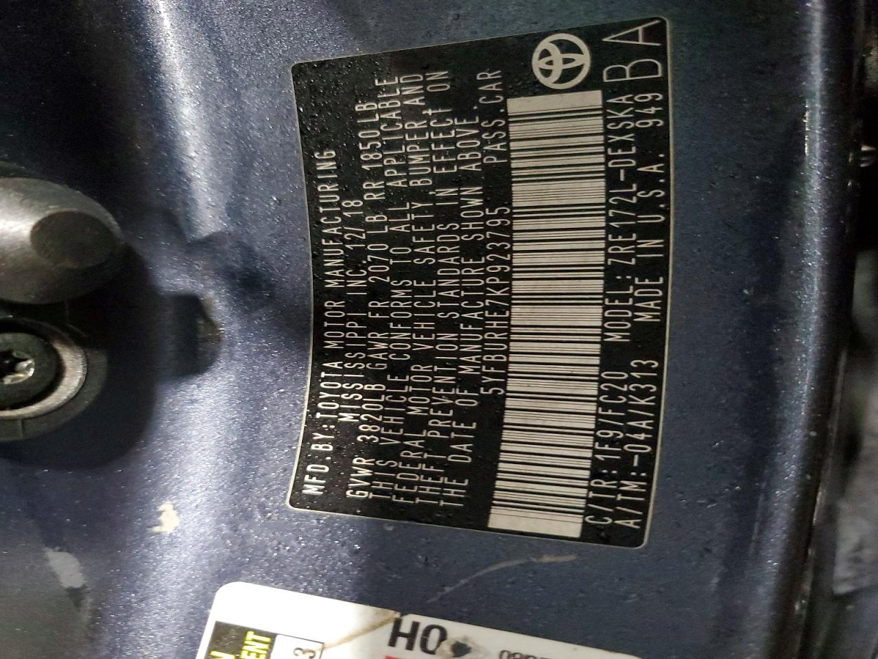 2019 TOYOTA COROLLA SE photo 23