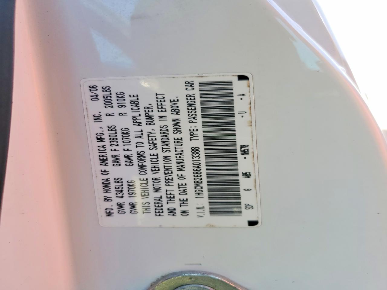 2006 HONDA ACCORD EX photo 23