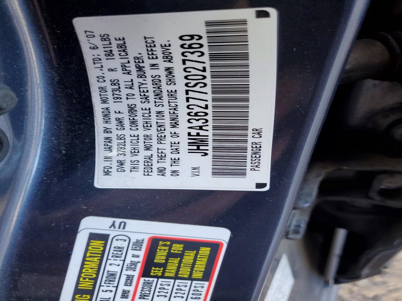 2007 HONDA CIVIC HYBRID photo 12