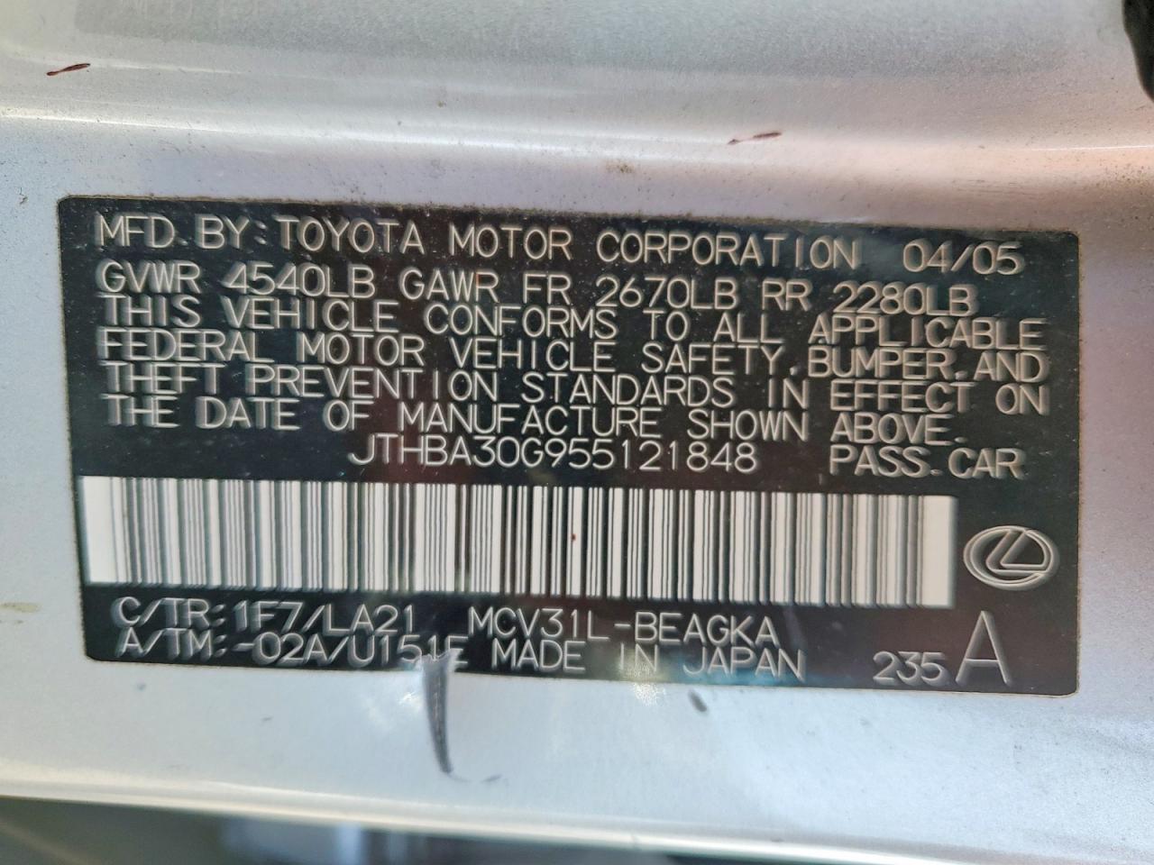 2005 LEXUS ES 330 photo 25
