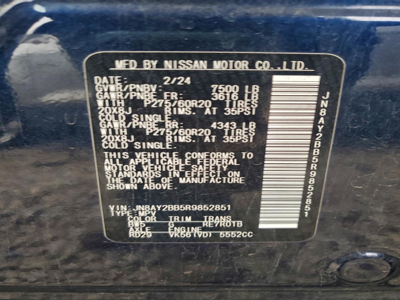 2024 NISSAN ARMADA SL photo 13