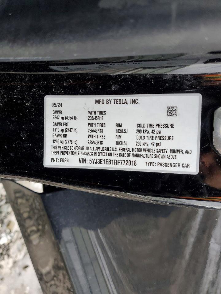 2024 TESLA MODEL 3 photo 12