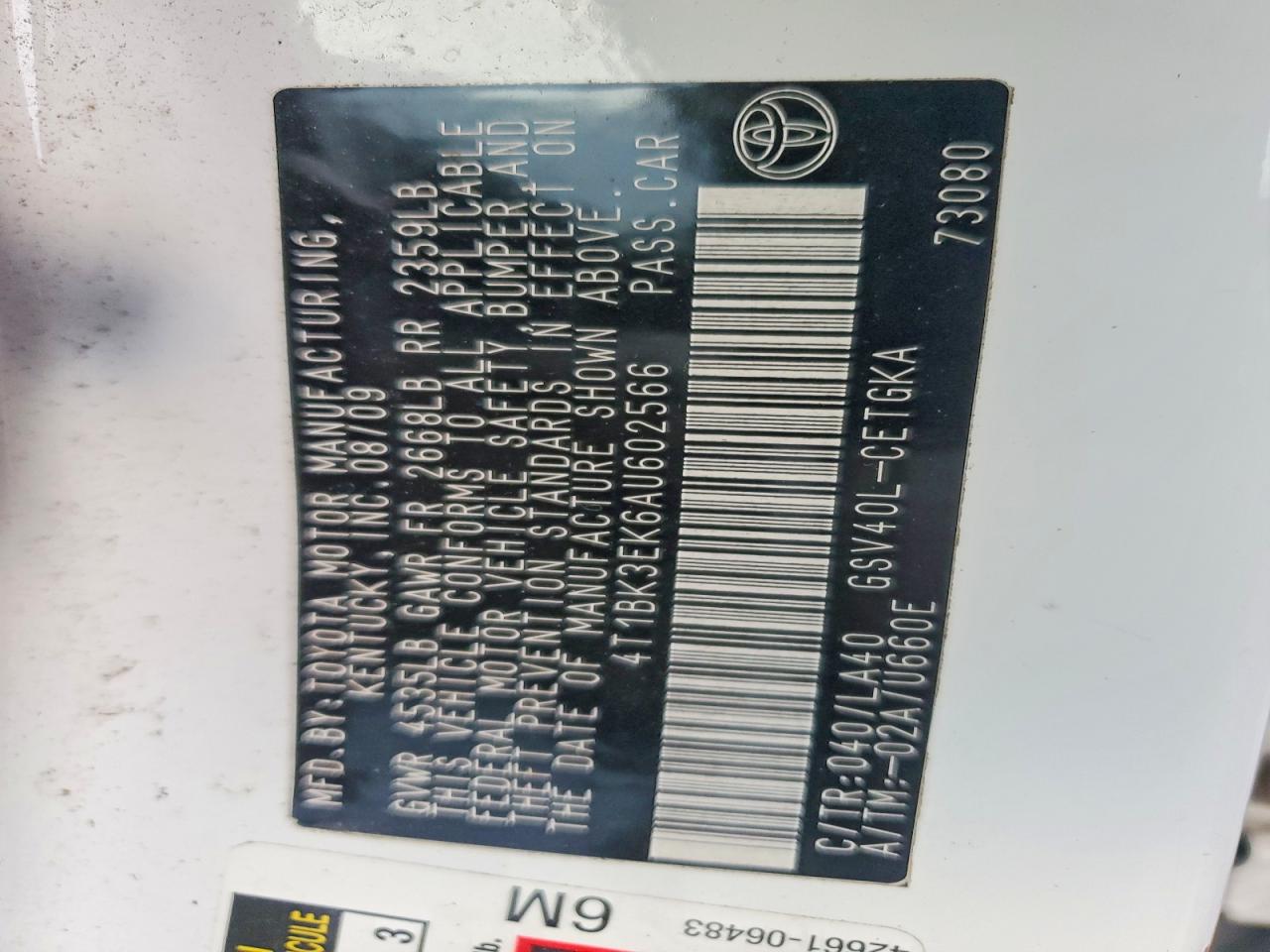 2010 TOYOTA CAMRY SE photo 12