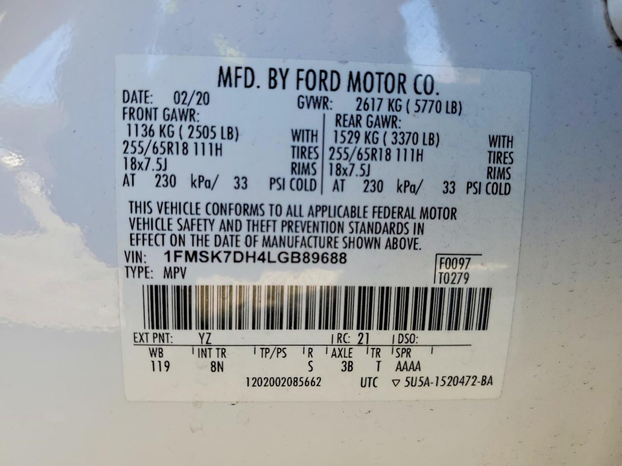 2020 FORD EXPLORER XLT photo 27