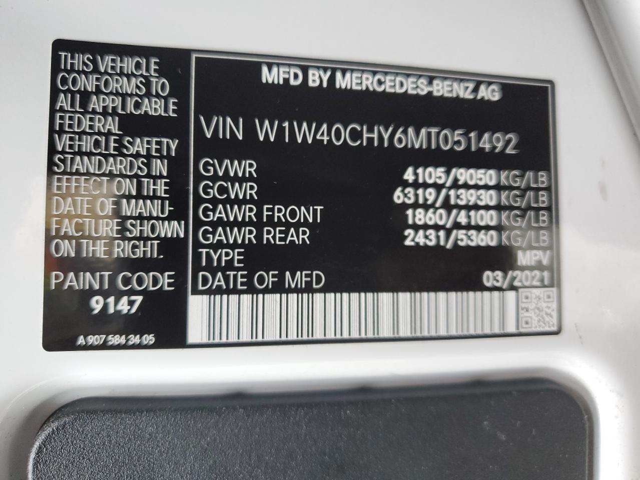 2021 MERCEDES-BENZ SPRINTER 2500 photo 14