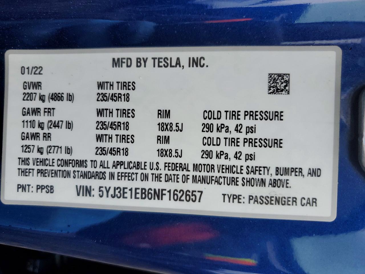 2022 TESLA MODEL 3 photo 23