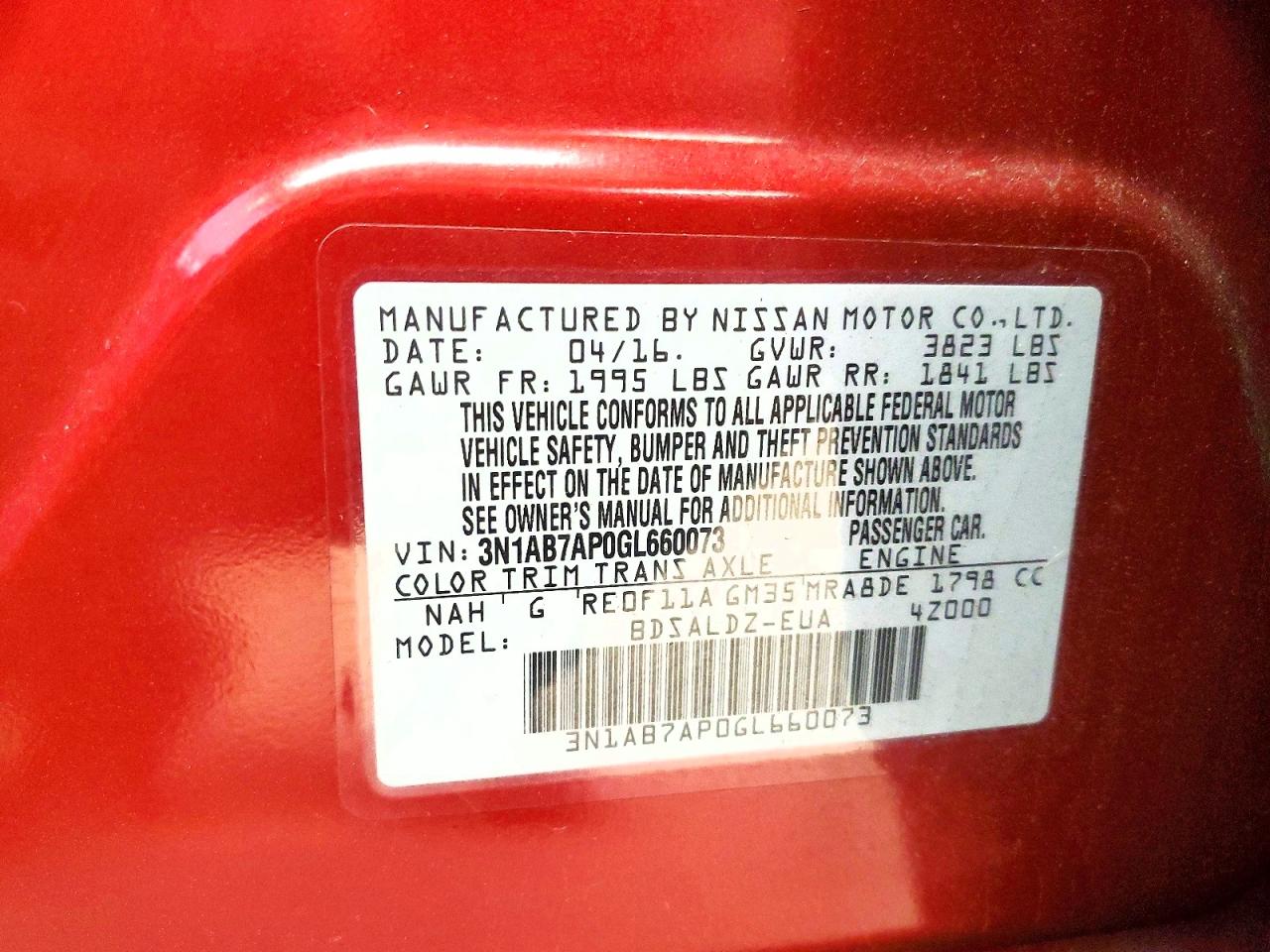 2016 NISSAN SENTRA S photo 12