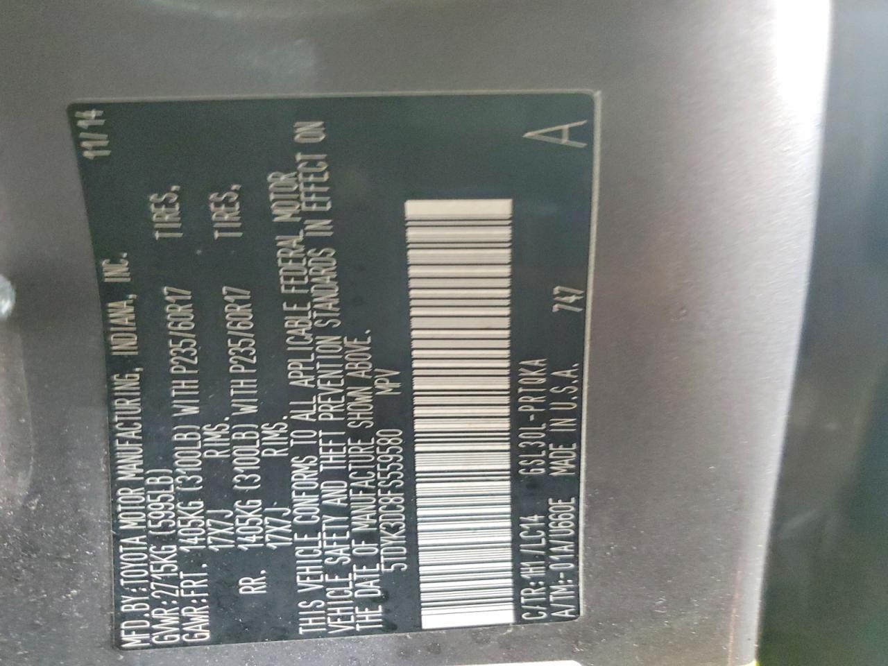 2015 TOYOTA SIENNA XLE photo 12