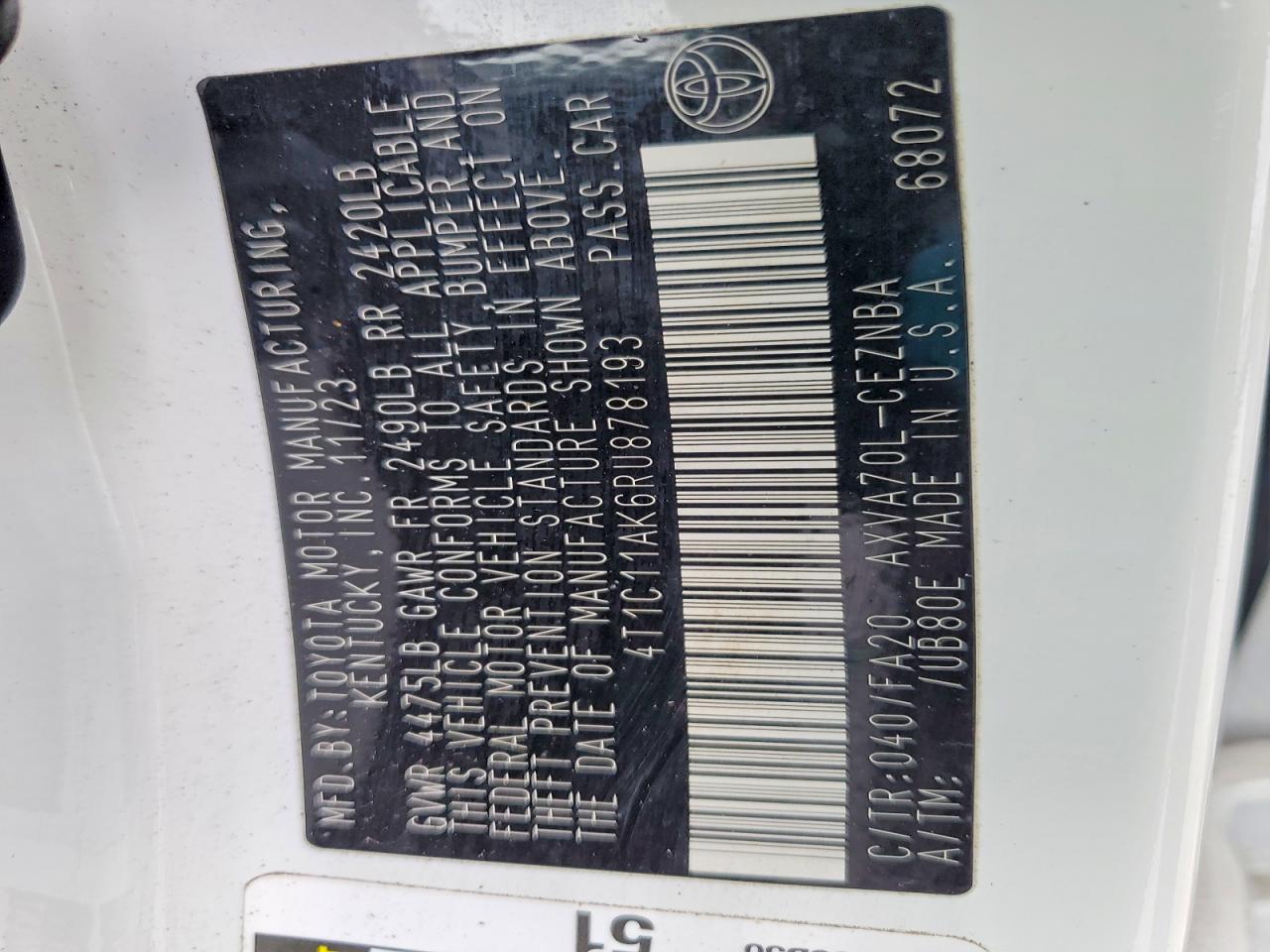 2024 TOYOTA CAMRY LE photo 12