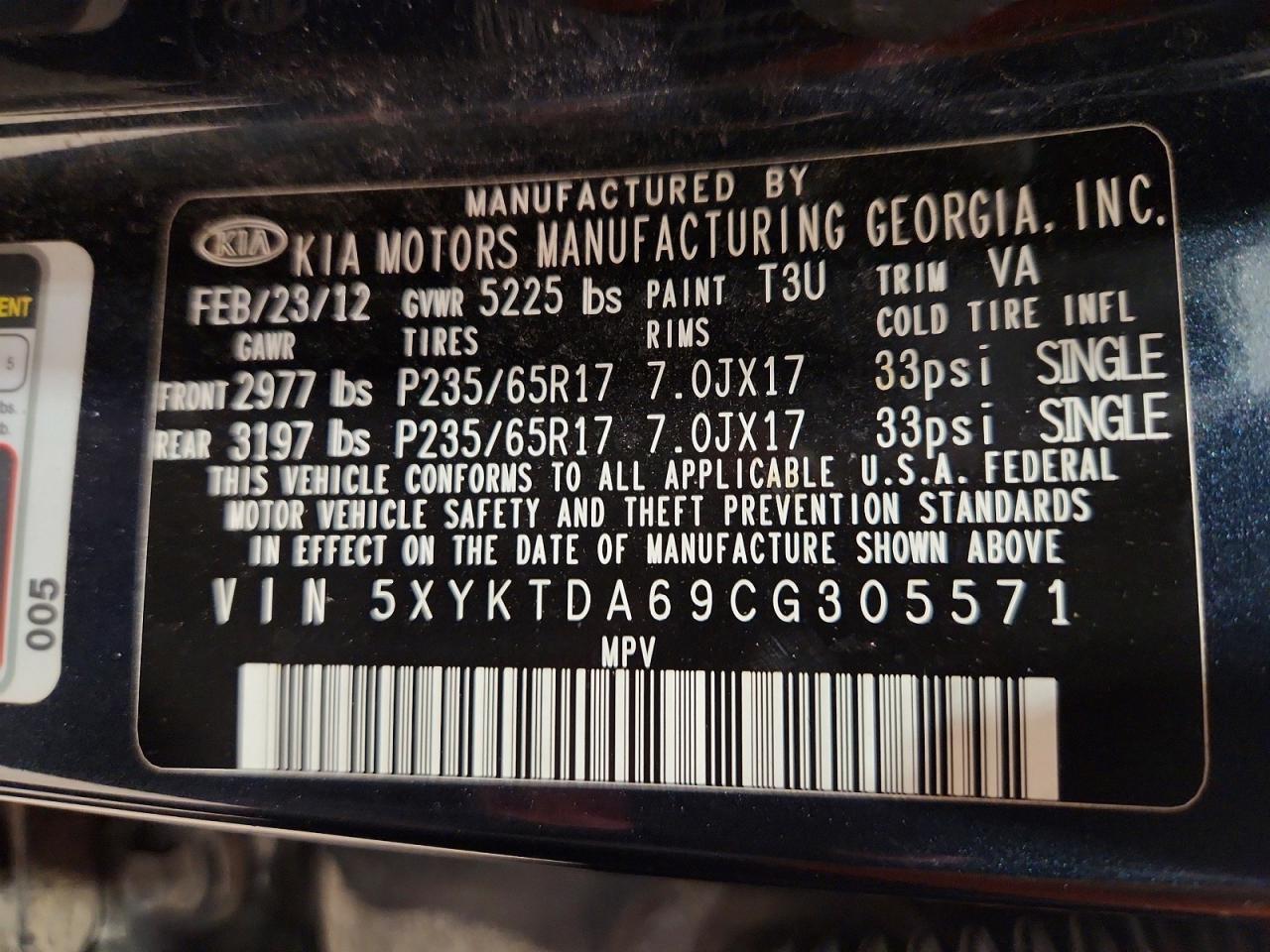 2012 KIA SORENTO BASE photo 13