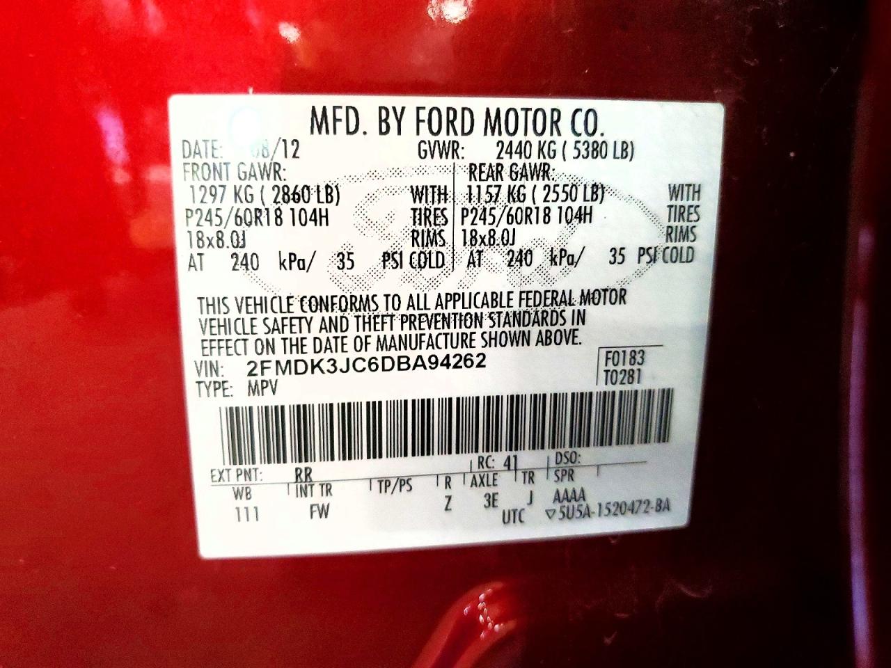 2013 FORD EDGE SEL photo 13