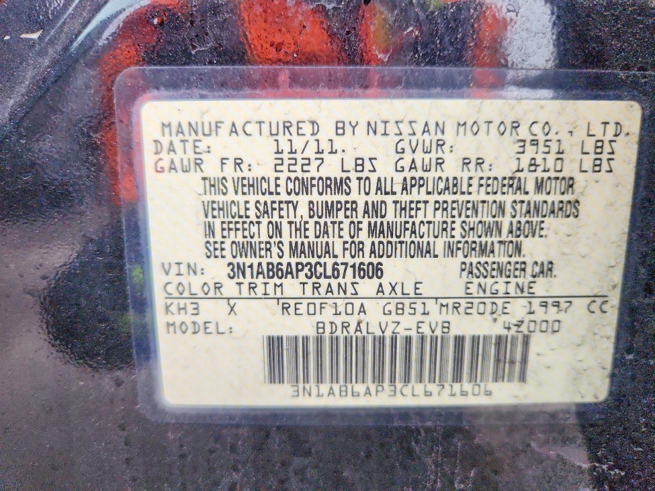 2012 NISSAN SENTRA 2.0 photo 13
