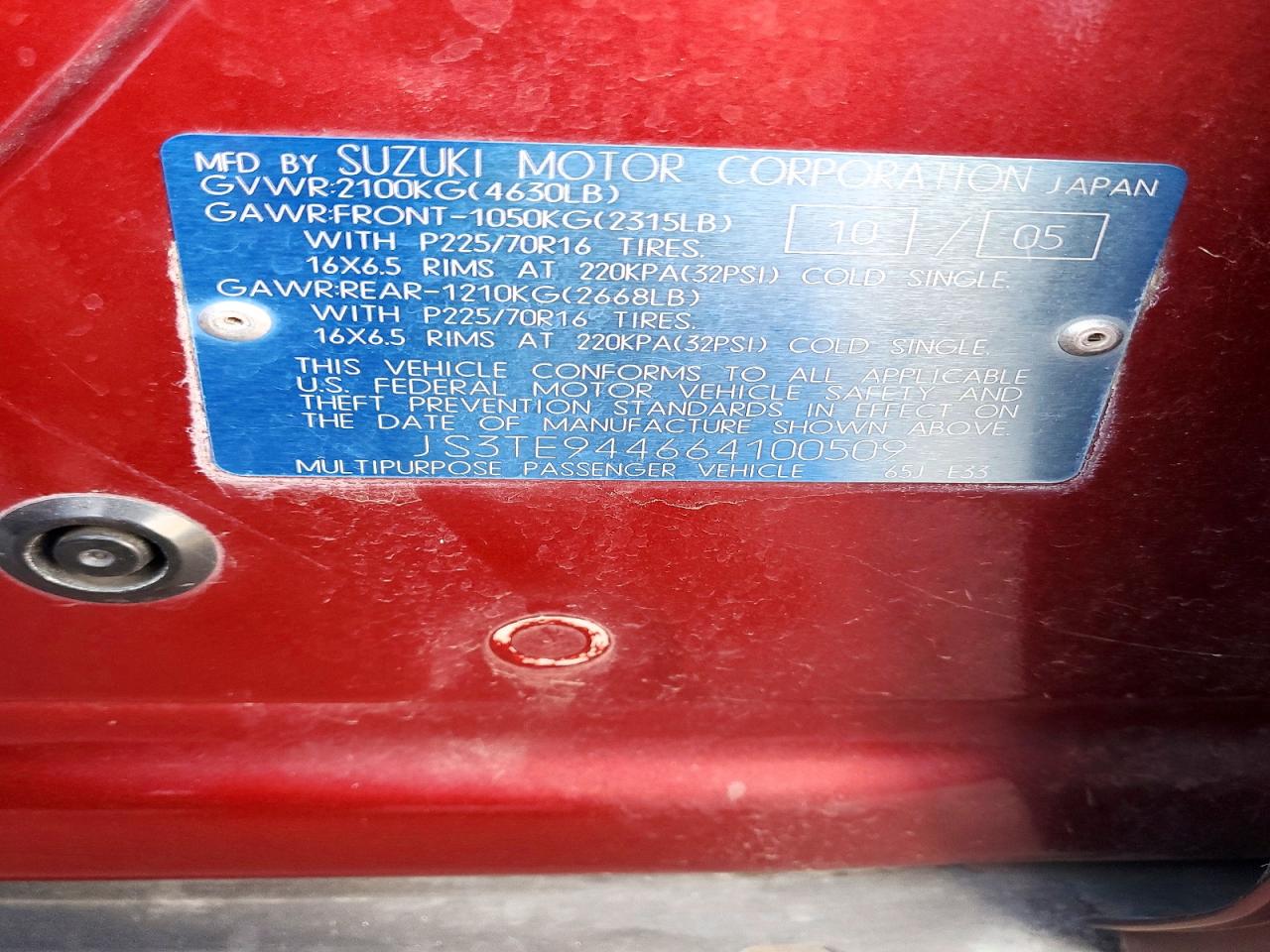 2006 SUZUKI GRAND VITARA XSPORT photo 12