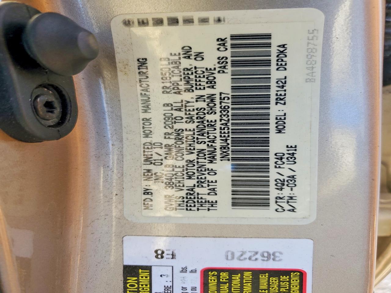 2010 TOYOTA COROLLA BASE photo 25