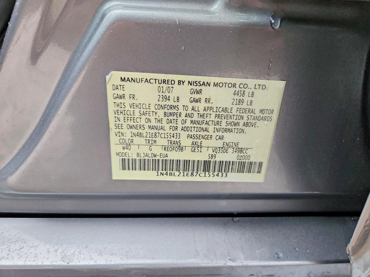 2007 NISSAN ALTIMA 3.5SE photo 12