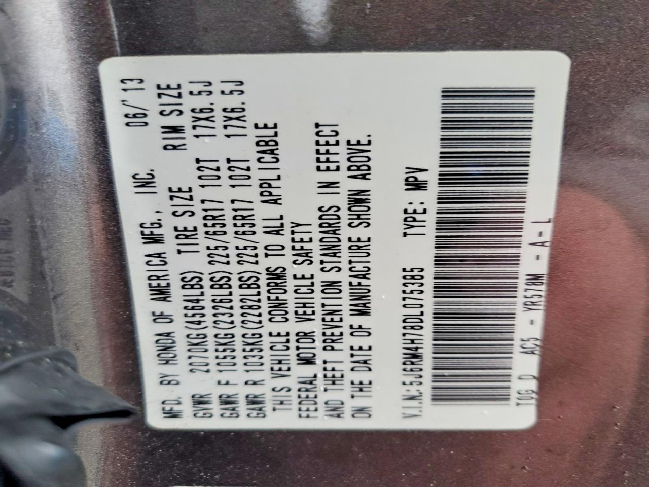 2013 HONDA CR-V EXL photo 13