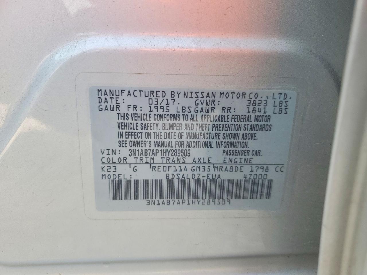 2017 NISSAN SENTRA S photo 12
