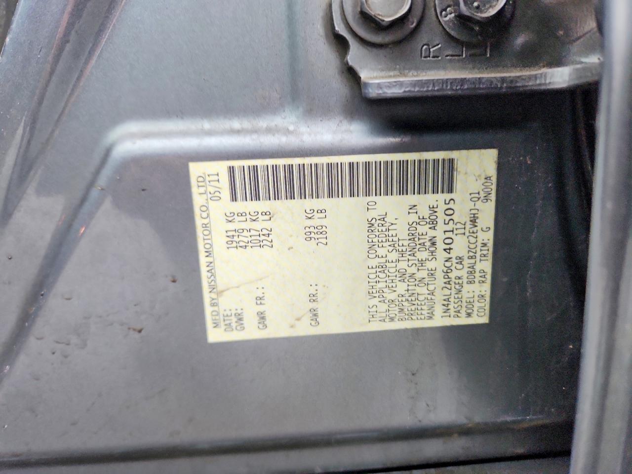 2012 NISSAN ALTIMA BASE photo 12