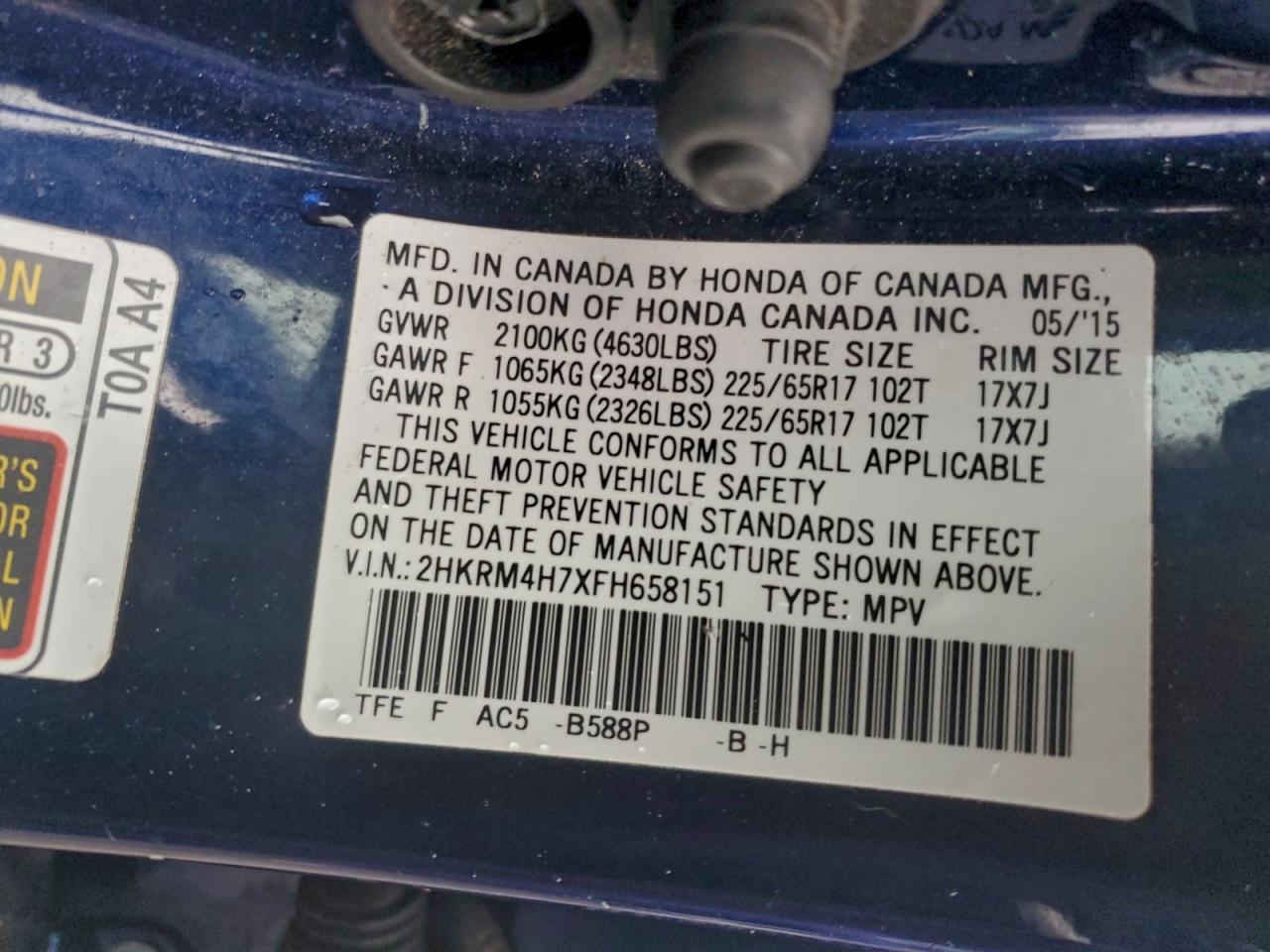 2015 HONDA CR-V EXL photo 14