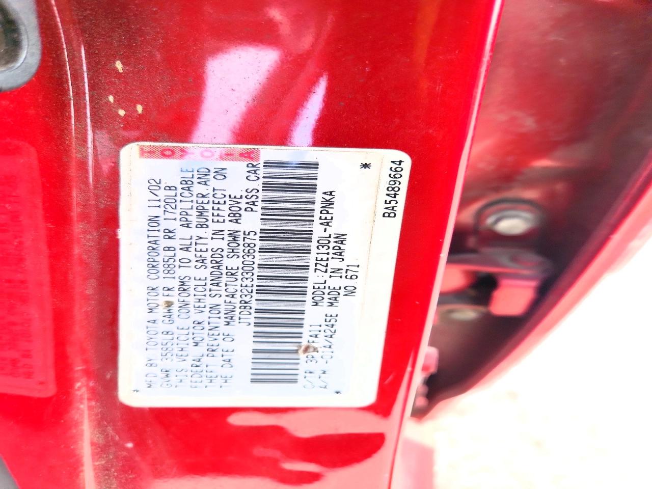 2003 TOYOTA COROLLA CE photo 12