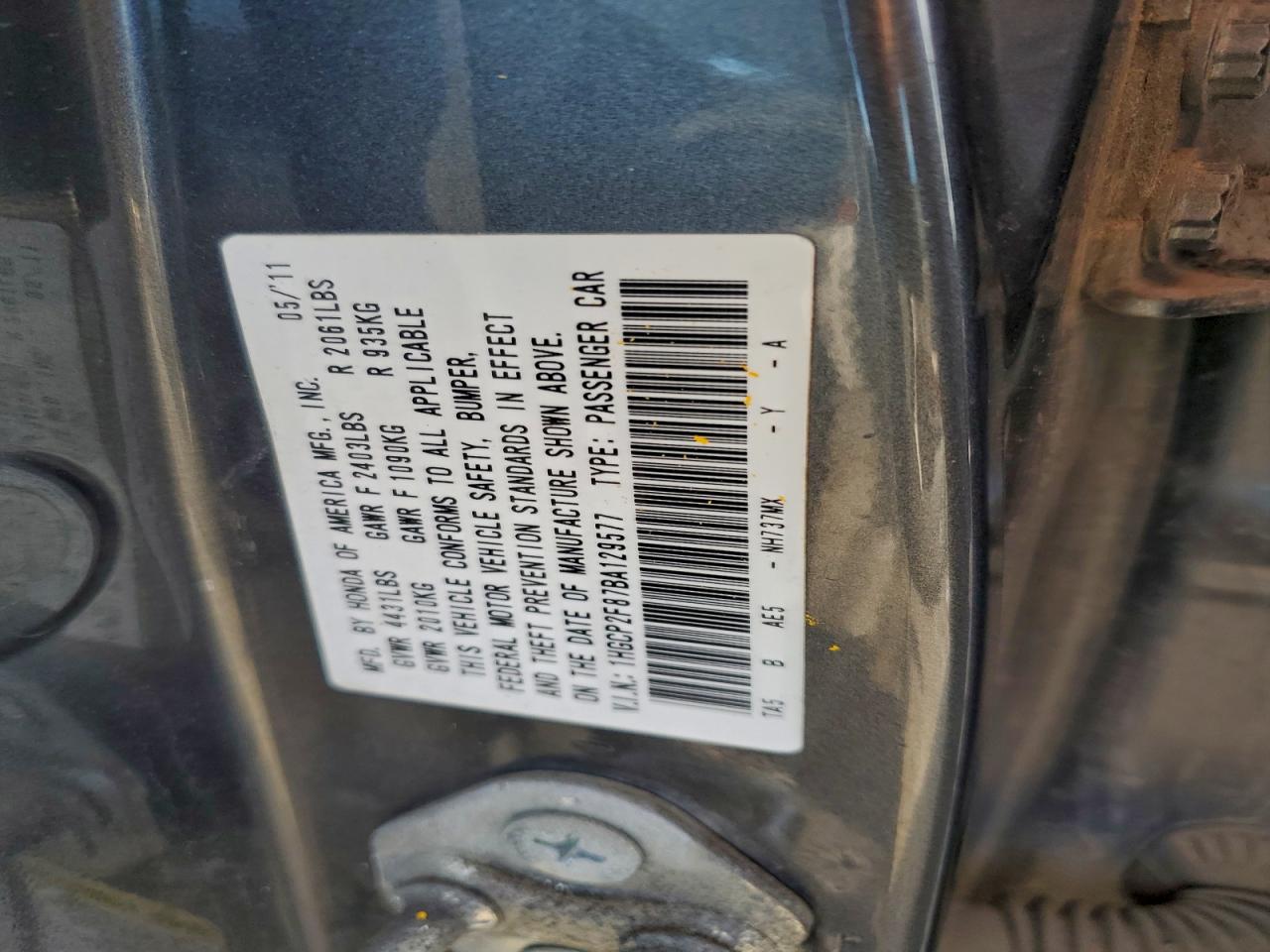 2011 HONDA ACCORD EXL photo 12