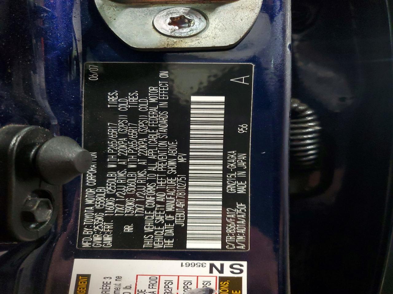 2007 TOYOTA 4RUNNER SR5 photo 25